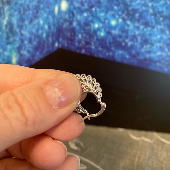 Sterling Silver Lace Design Hoops - Picture 3 of 3